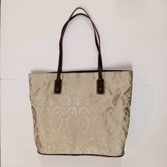 Stella & Dot La Totale Medium Tote Bag Metallic Ikat Print - Picture 4 of 10